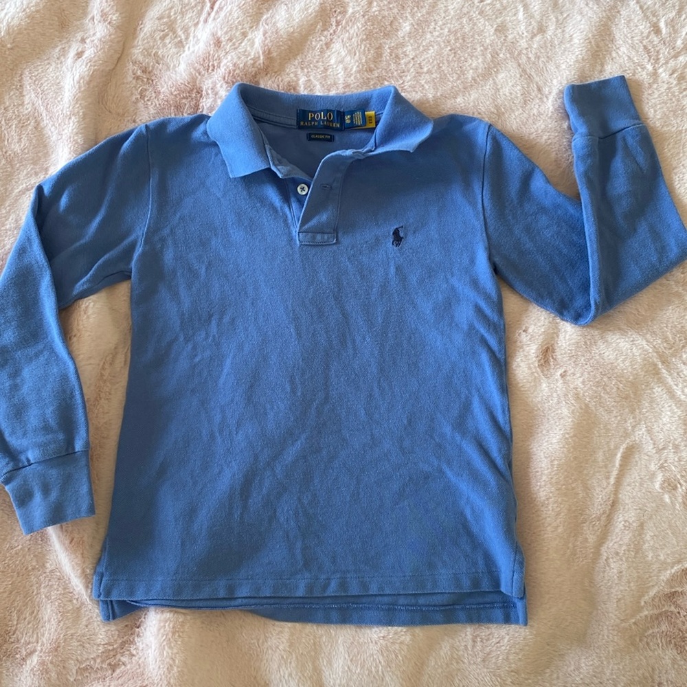 Polo, Ralph, Lauren boys, size small blue long sleeve polo shirt